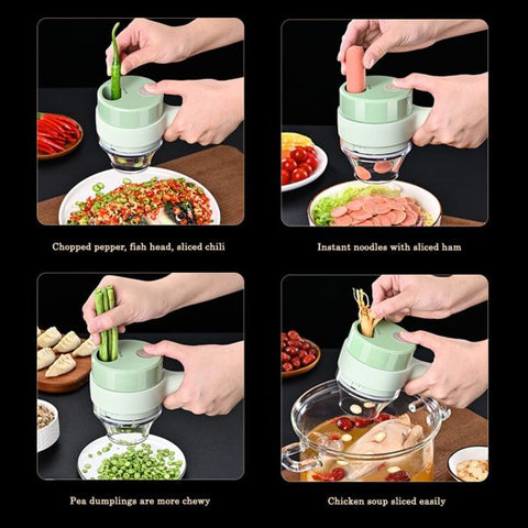 5 In 1 Handheld Hammer Electric Vegetable Cutter Set Mini Wireless Food Choppers