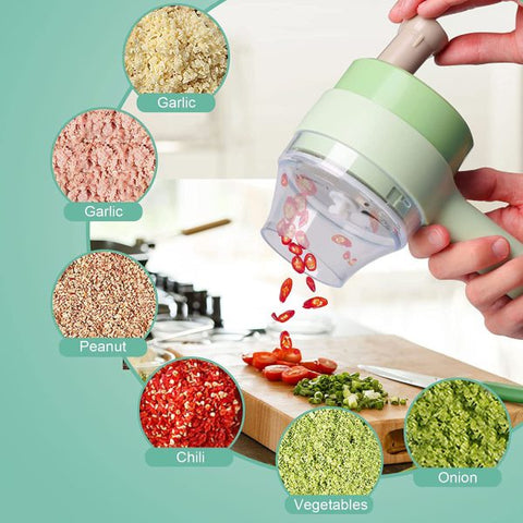 5 In 1 Handheld Hammer Electric Vegetable Cutter Set Mini Wireless Food Choppers