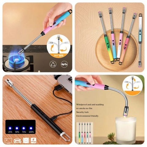 Electric Arc Lighter with Safety Lock & LED Battery Display