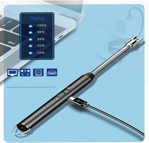 Electric Arc Lighter with Safety Lock & LED Battery Display