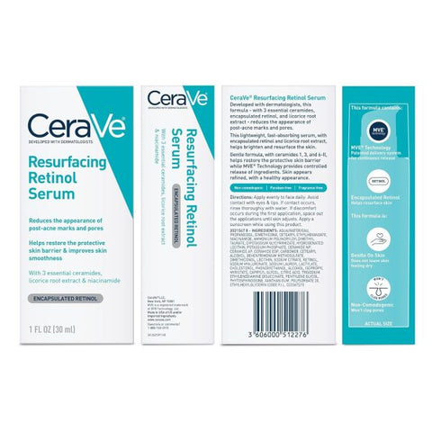 Cerave Resurfacing Retinol Serum For Post Acne Marks, Brightening Serum, Post Acne Skin Barrier Repair – 30ml