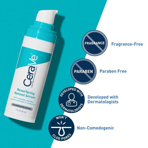 Cerave Resurfacing Retinol Serum For Post Acne Marks, Brightening Serum, Post Acne Skin Barrier Repair – 30ml