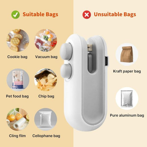 Heat Sealing Machine 2 In 1 Cutting And Sealer Usb Rechargeable Food Sealer - Mini