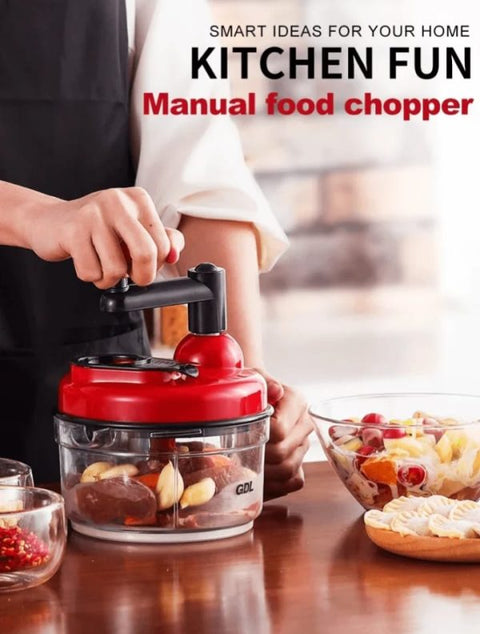 Quick Manual Vegetable Chopper – Onion & Salad Cutter Machine - Red