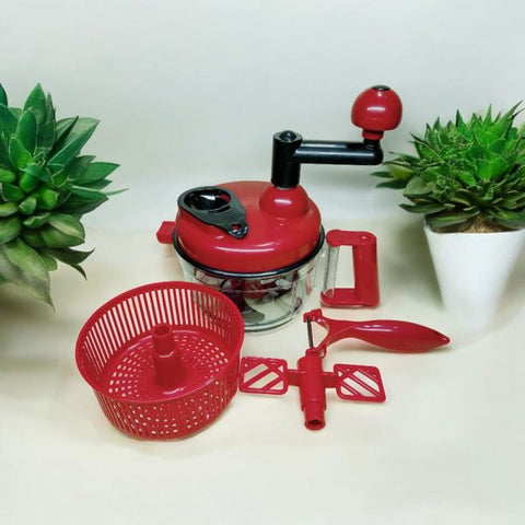 Quick Manual Vegetable Chopper – Onion & Salad Cutter Machine - Red