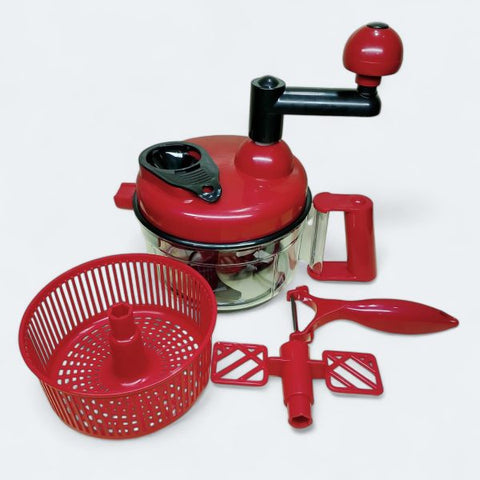 Quick Manual Vegetable Chopper – Onion & Salad Cutter Machine - Red