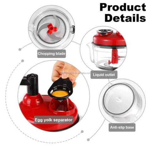 Quick Manual Vegetable Chopper – Onion & Salad Cutter Machine - Red