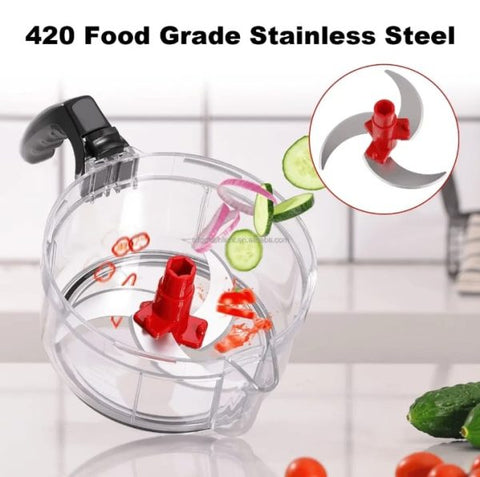 Quick Manual Vegetable Chopper – Onion & Salad Cutter Machine - Red