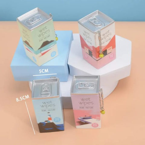 Square Shape Mini Wet Wipes Tissue, Extremely Portable Tin / 30 wet wipes in 1 tin (random Tin Color & Design )