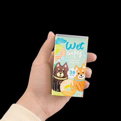 Square Shape Mini Wet Wipes Tissue, Extremely Portable Tin / 30 wet wipes in 1 tin (random Tin Color & Design )